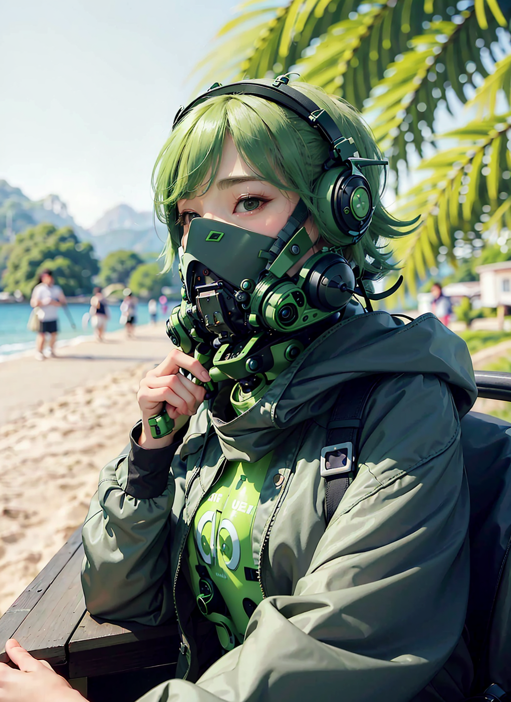 15917-1883369171-masterpiece, realistic, 1 woman, (wearing a green full coverage techpunkmask with smallish antenna), (wearing black jacket and c.png